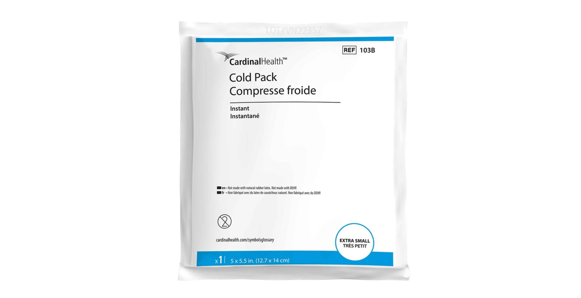 Compress Cold Kwik-Kold Instant Latex-Free General Purpose X-Small 5 X 5-1/2 Inch Plastic / Ammonium Nitrate / Water Disposable (1/EA 50/CS) by Cardinal  ID 103B